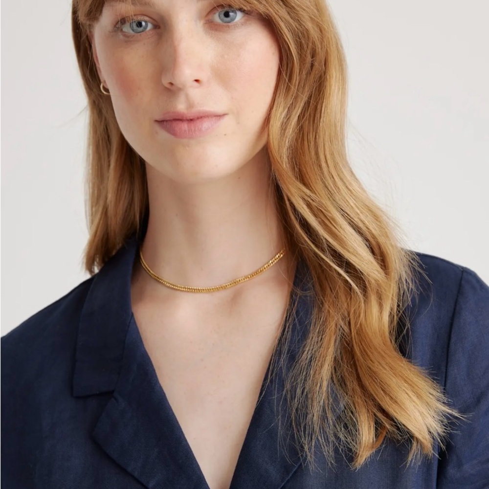 Quince 100% European linen button front dress